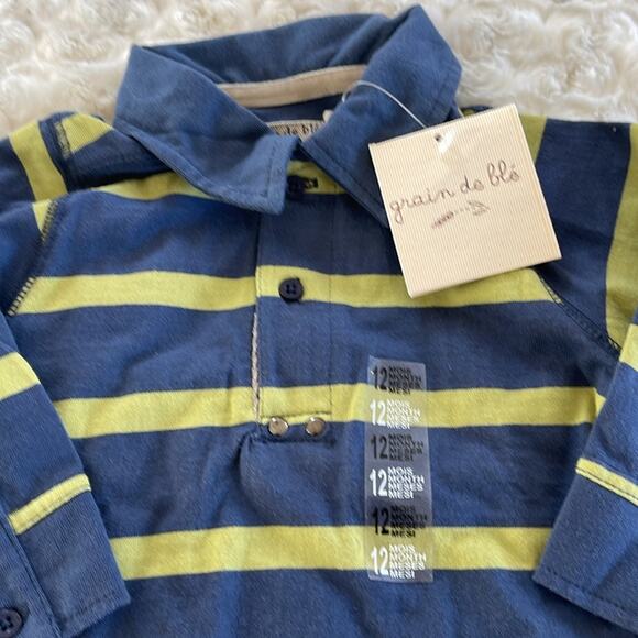 Grain De Blé Baby Boy’s Long Sleeve  T-Shirt  Blue Green Size 12m - Picture 6 of 10